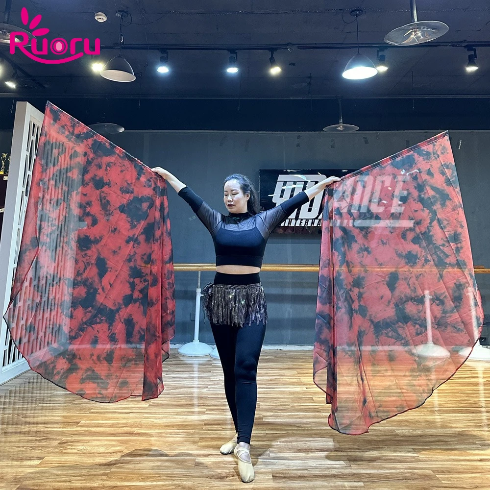 Ruoru 2PCS 190*140cm Workship Flags for Dance Gradual Veils Stage Performance Props Praise Dance Flag for Church Banner