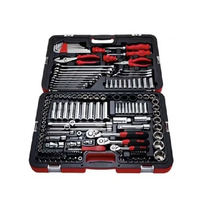 142 Piece Yellow Portable Combination Spanner Wrench Set Cr-V Plastic Steel Manual Car Repair Hand Tools Socket Set