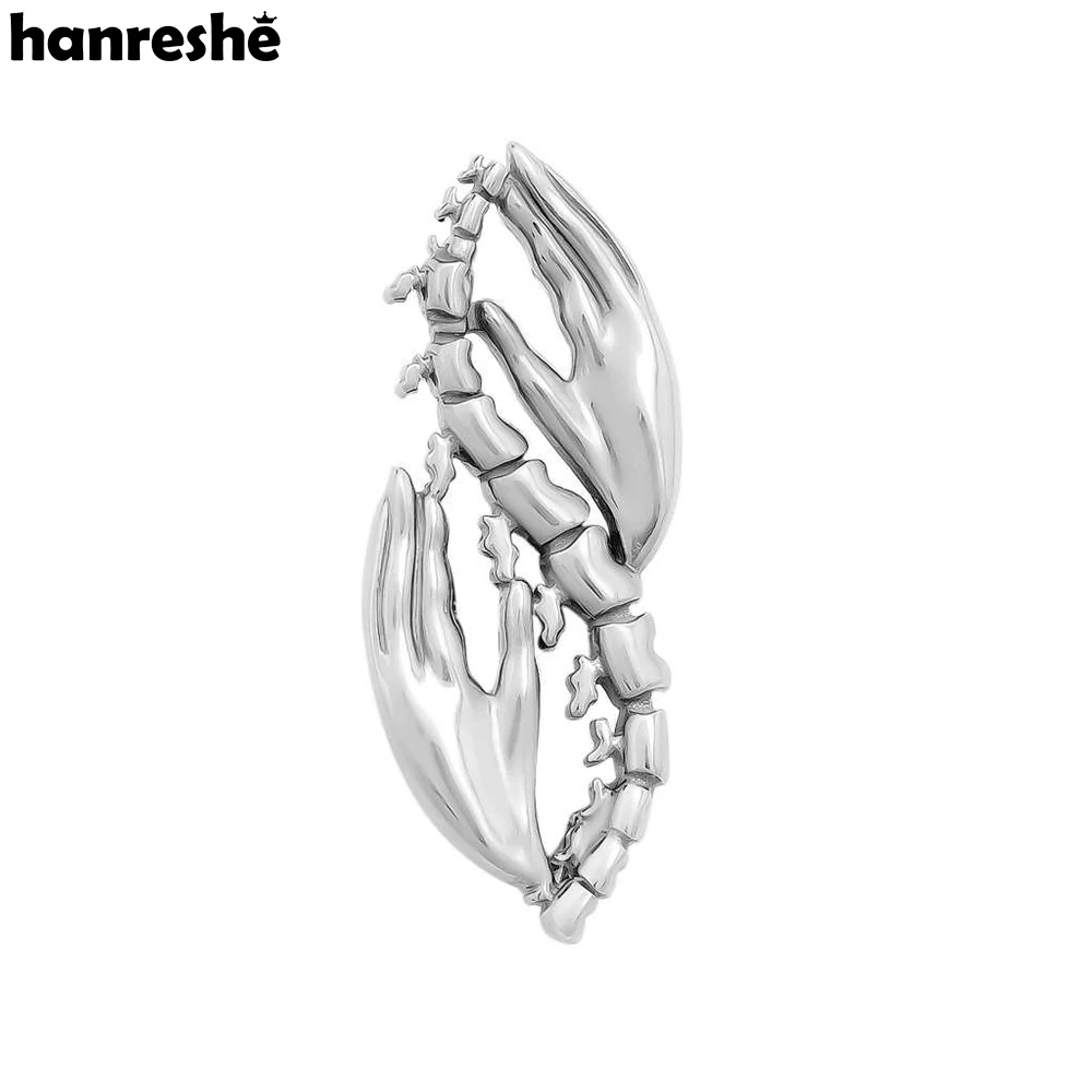 Hanreshe Traumatology Medical Spine Skeleton Brooch Pins Orthopedics Silver Color Lapel Bone Lapel Badge Medicine Jewelry