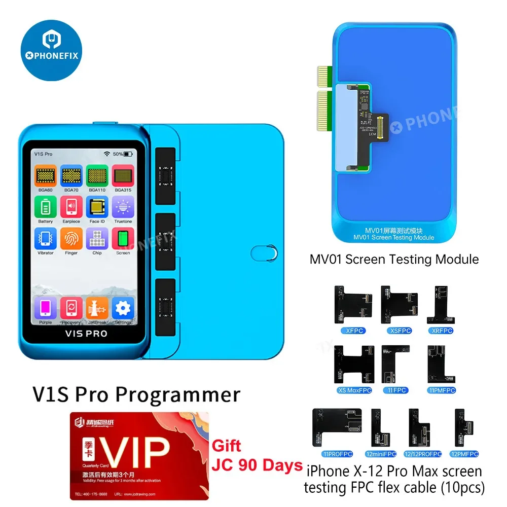 JC JCID V1S Pro Programmer MV01 Screen Testing Module for iPhone X-15PM Huawei Samgsung Screen Function Test Module Repair Tool