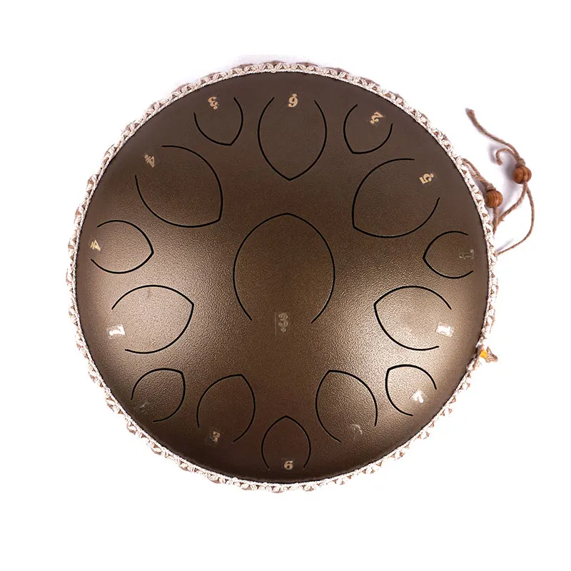 

Hooqu Factory Offer The Big Size Design 14 Inch (35 Cm) 15 Tongue Bronze Hank Drum D Key Balmy Drum Steel Tongue Drum