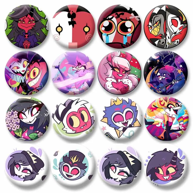 Helluva-A B-Boss Anime Button Brooch Cartoon Figure Blitzo Loona Millie Badge Handmade Enamel Pins Backpack Clothes Jewelry Gift