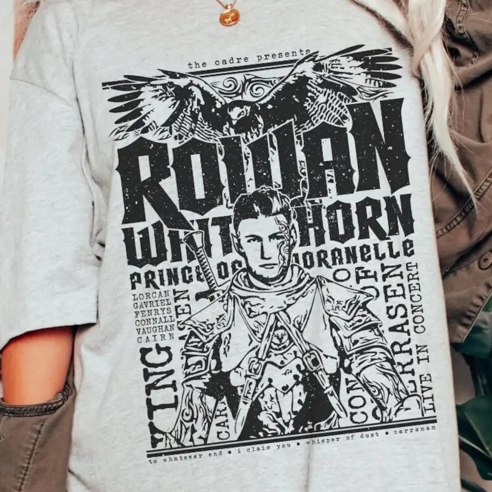 Rowan Whitethorn Live In Concert T Shirt con licenza ufficiale Sarah J Maas Sjm trono di vetro Tog Vintage Band Bookish