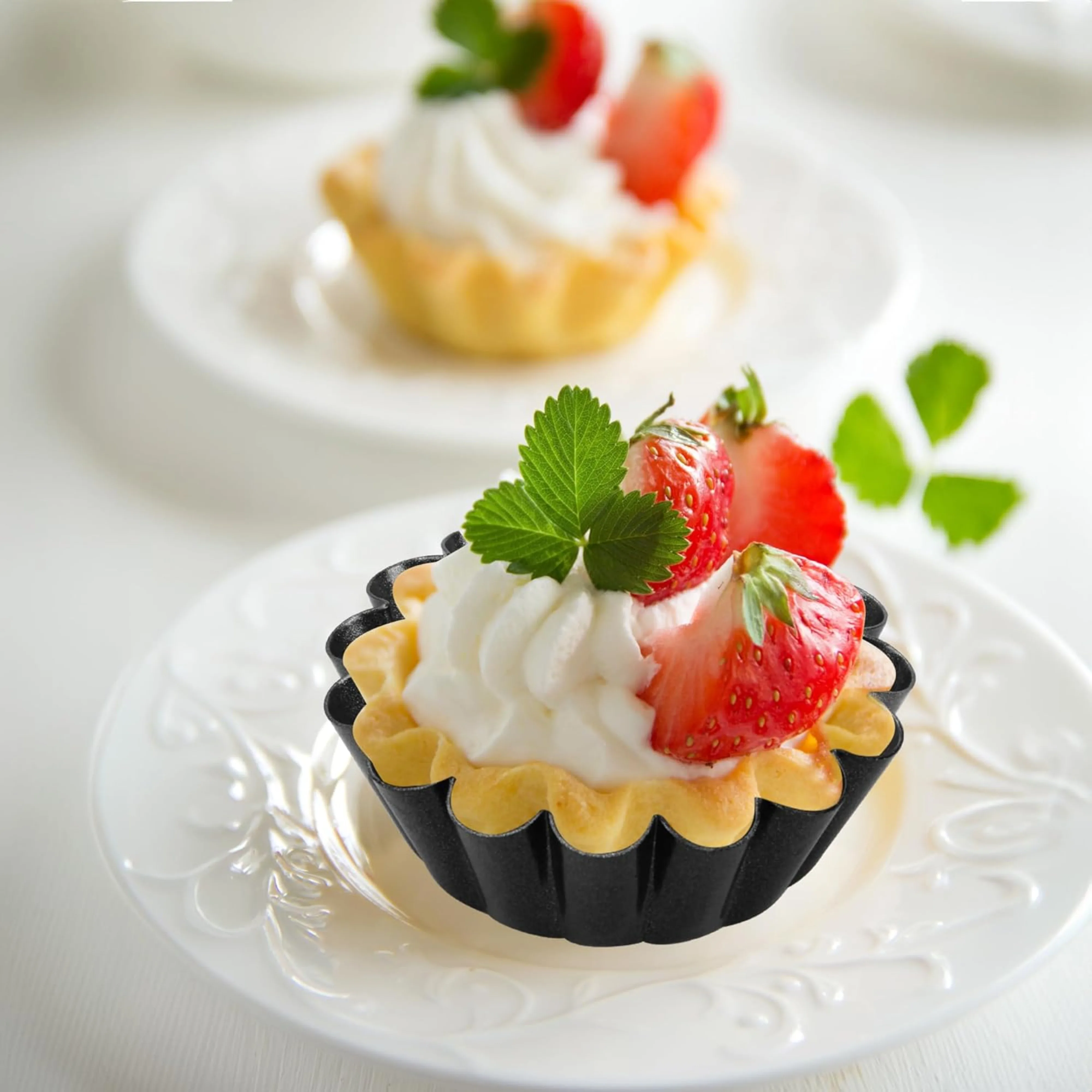24PCS Egg Tart Mold Carbon Steel Thickened Chrysanthemum Shaped Cake Cookie Molds Non-stick Pie Pizza Mold Cupcake Fluted Muffin