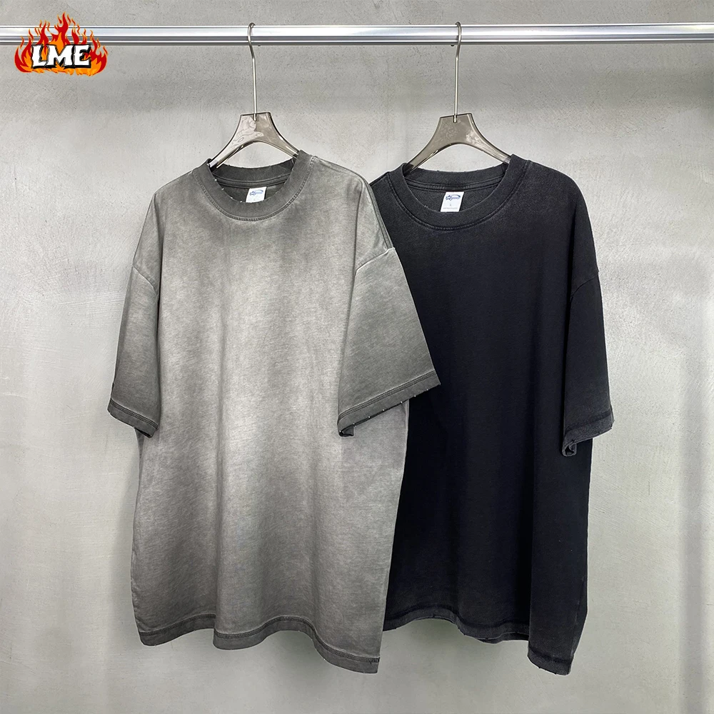 

Hot Selling 275Gsm Cotton Heavyweight Reverse Color Vintage Distressed Polished Edges Acid Washed Men Oversized T Shirt