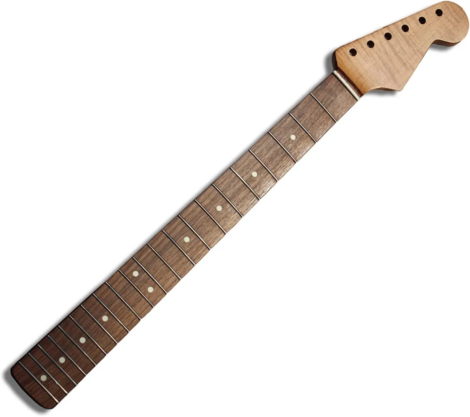 Batking 21 Fret Maple Guitar Neck with Tiger Stripes, Rosewood Fretboard for ST Style Guitar Parts Replacement