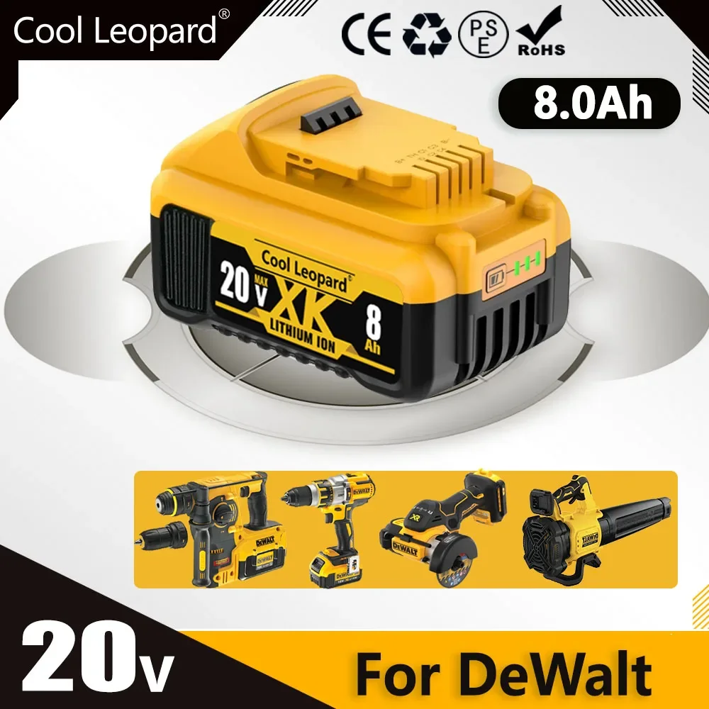 

20V 8000mAh Replacement Li-ion Battery For DeWalt Electric Tool 18V DCB182 DCB180 DCB181 DCB182 DCB201 DCB205