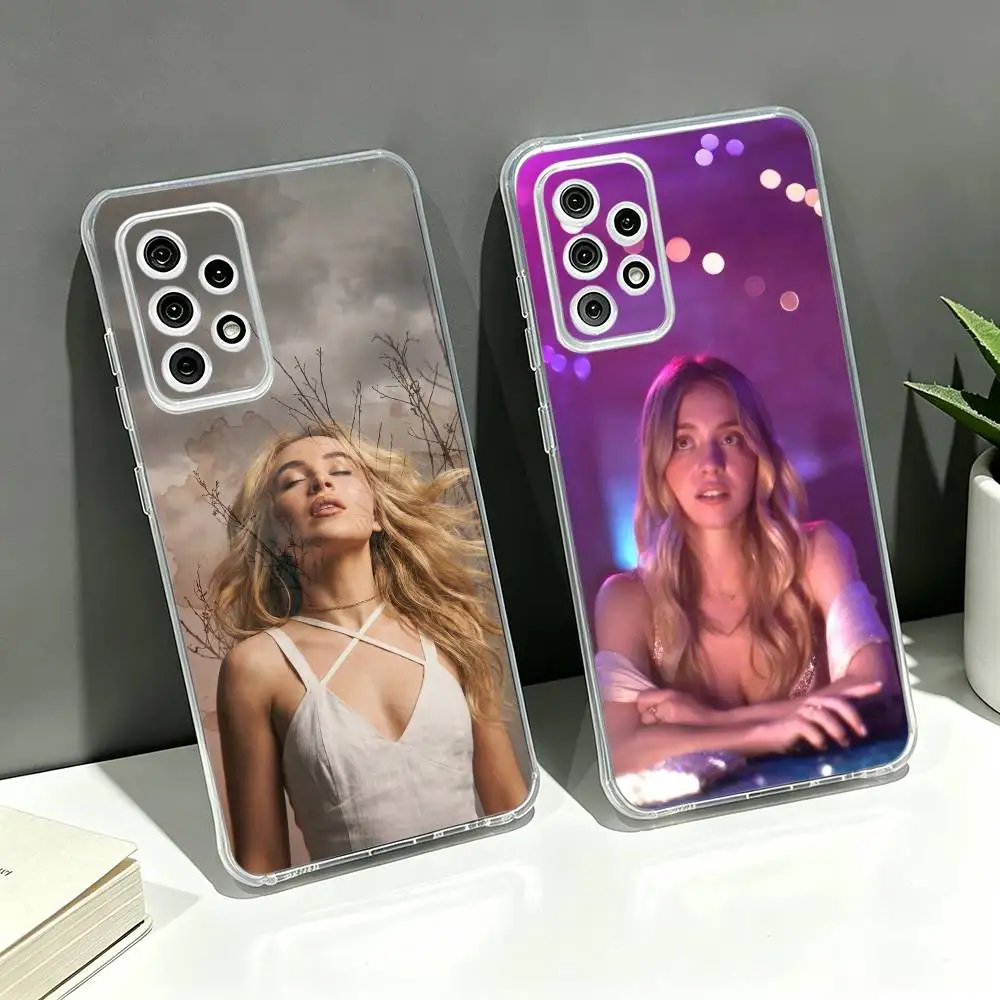 Sydney Sweeney Lovely Actress Phone Case For Samsung S25+,S24,S21,S22,S23,S30,Ultra,S20,Plus,Fe Transparent Cover