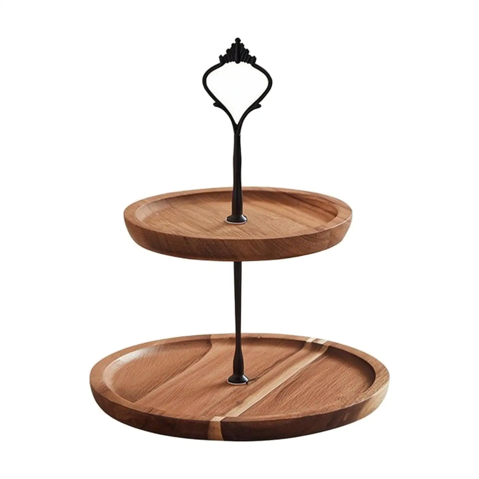 Rustic Wooden Serving Tray Round Figure Tray with Loop Handle for Dessert Candy Display Home Decor