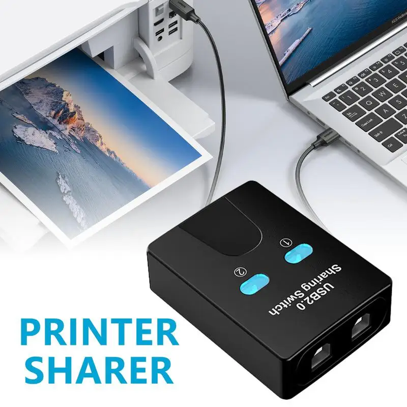 USB Printer Splitter 2-in 1-out Printer Sharing Devices 2-port Manual Kvm Switching Splitter Hub Converter 2-computer Sharing