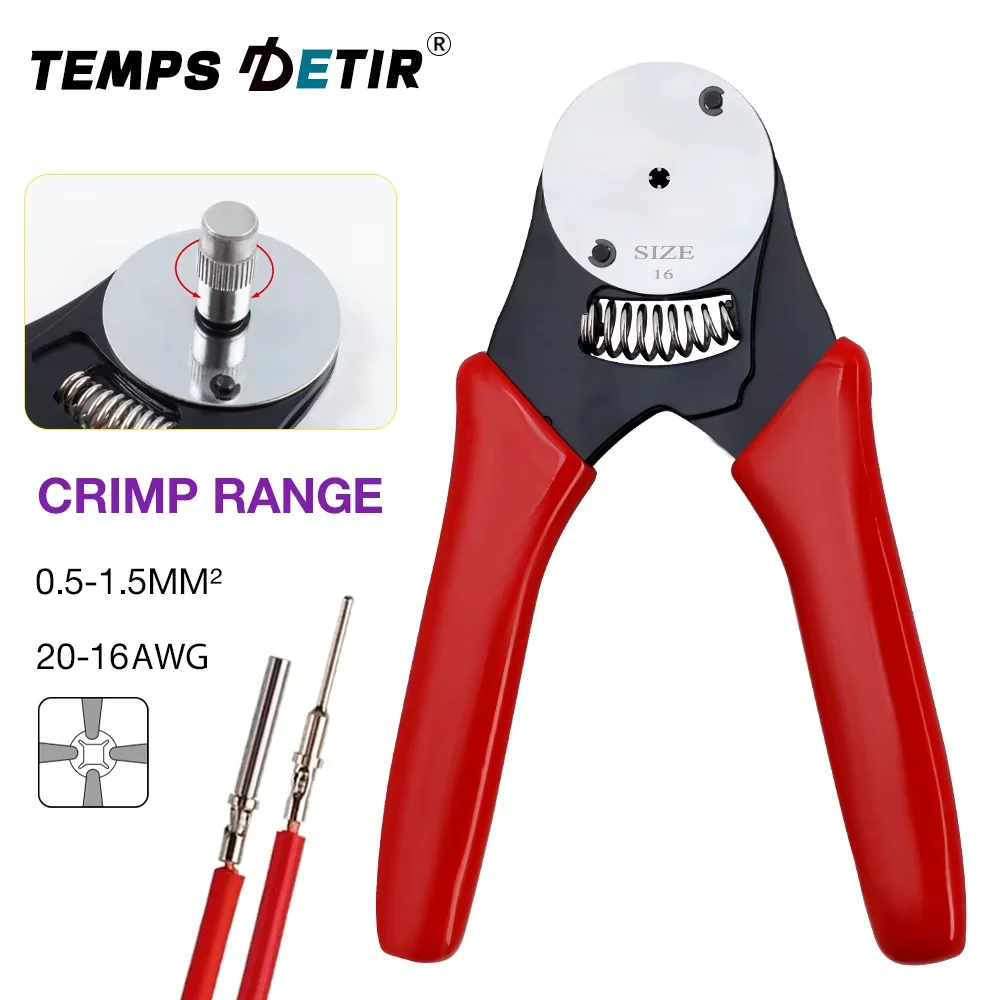 

Четырехсторонние обжимные клещи, диапазон обжима 0,5-1,5 мм²/20-16AWG, профессиональный обжимной инструмент электрика, подходит для обслуживания электрооборудования/обжима клемм