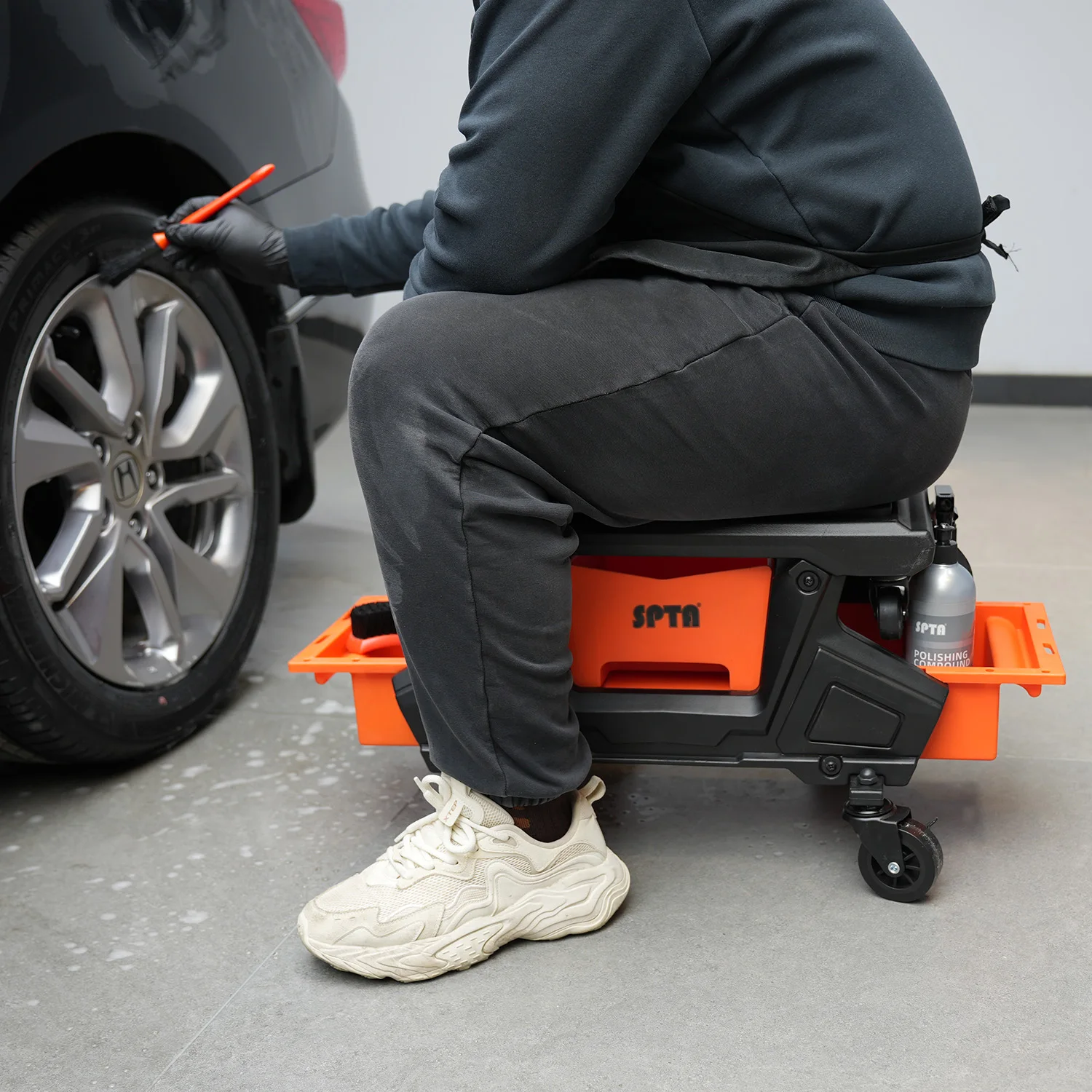 Modular Detail Creeper Seat, Mechanical Mobile Rolling Practical Creeper Seat & Detail with Tool Storage Tray