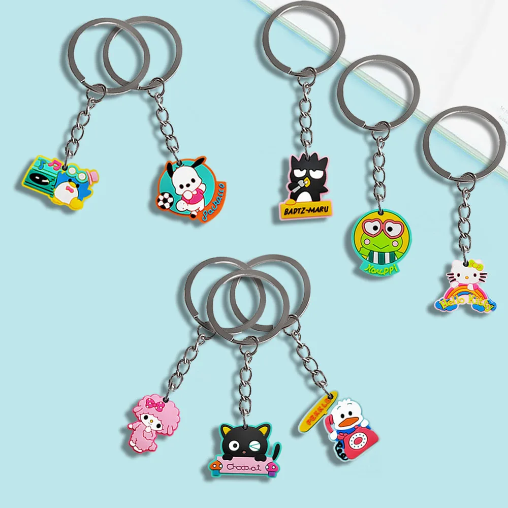 Kawaii Cinnamorolls Pvc Soft Plastic Key Ring Buckle Cute Creative Backpack Hanging Decoration Car Key Pendant Key Ring Toys