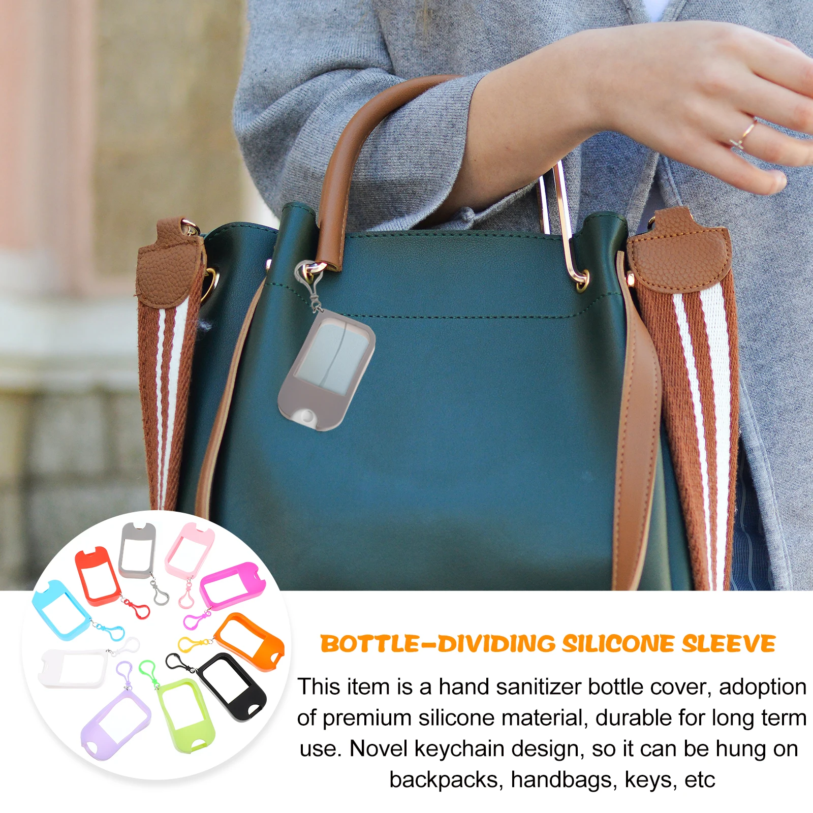 

10pcs Silicone Covers Hand Bottle Sleeve Keychain Travel Accessories Durable Key Ring Holder Flexible Soap Lotion Bottle Cover