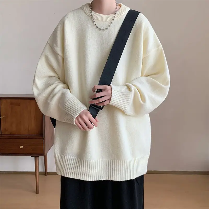 

Men's Winter Thiened Lazy Sle Loose Knitted Sweater Inner Wear Base Layer Ci Faion Soft Polyester Fiber Coat Jaet