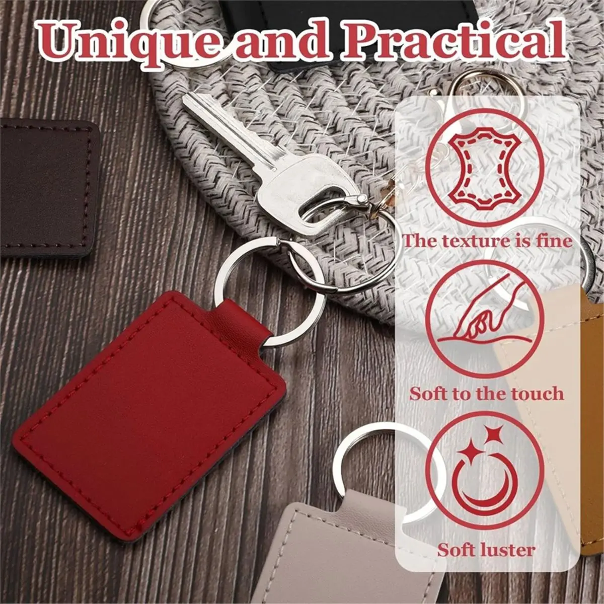 update. 48 Pcs Leather Key Fob Kit, Rectangular Keychain Blanks, PU Key Chain, Stamping DIY Crafts