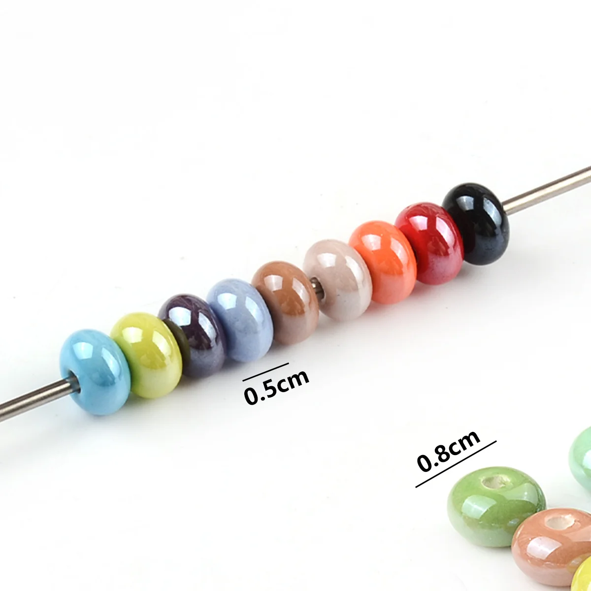 30pcs 0.5x0.8cm Mix Abacus Shape Ceramic Beads DIY 0.2cm Hole Handmade Jewelry Charms Loose Porcelain Beads For Jewelry Making