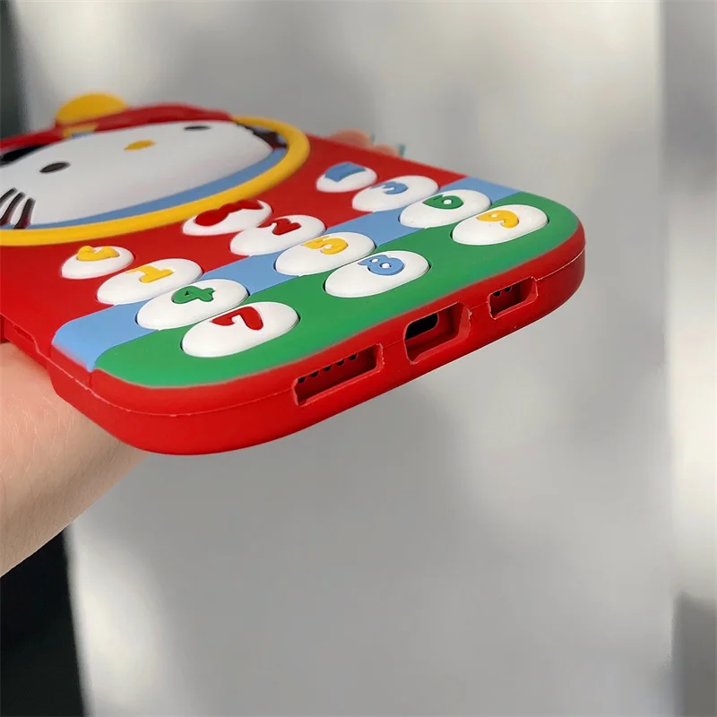 Phone Case for iPhone 17 Pro Max 16 15 14 13 Pro 12 Pro Max 3D Cartoon Hello Kitty Retro Phone Stereoscopic Soft Silicone Cover