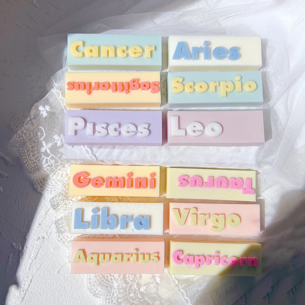 

Zodiac Rectangle Shape Candle Silicon Molds Horoscope Silicone Candle Mold Sign Slogan Astrology Handmade Decoration