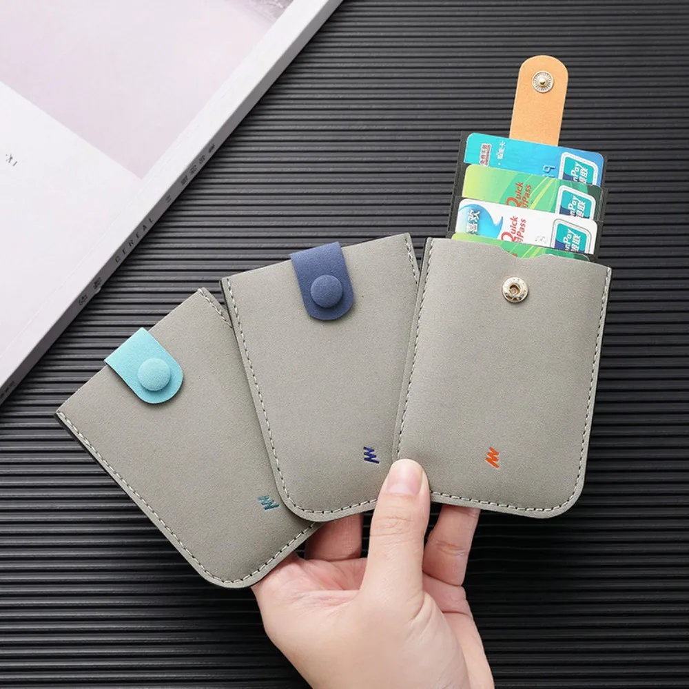 Laminated Concealed Mini Card Wallet RFID Blocking Pull-out Type Business Card Case PU Leather 4 Card Pockets ID Card Holder