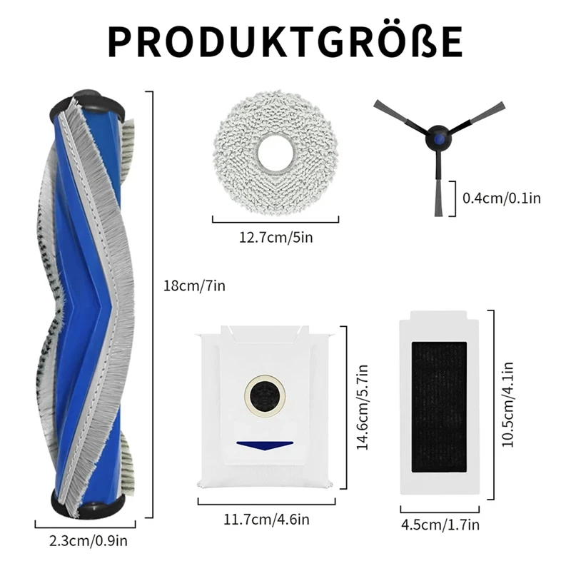 Für ecovacs t30 pro omni/t30 max/ddx14/yeedi m12 pro/roboter vakuum ersatzteile hauptseite bürsten filter mop tuch staubbeutel