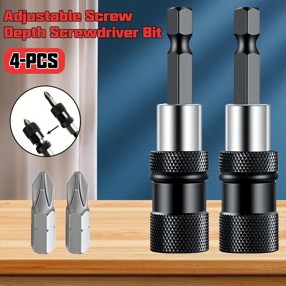 

Набор из 4 магнитных противоскользящих насадок для отверток, шестигранные 1/4 дюйма, с регулировкой глубины, Phillips, для напольных покрытий, потолков, гипсокартона