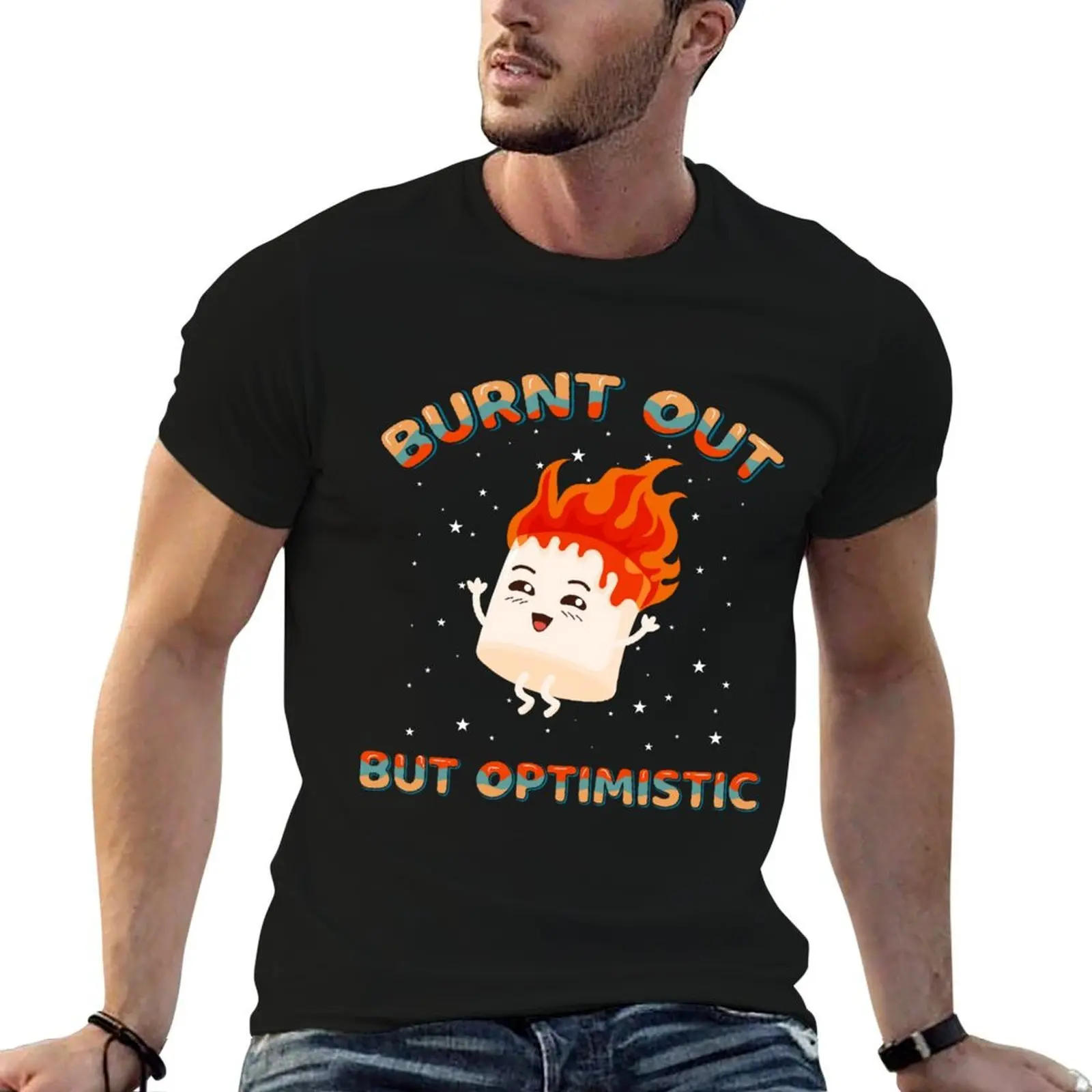 

T-Shirt percent But Camping Optimistic 100 for man cotton Vintage Out t Funny shirt Cute Burnt Sayings Marshmallow