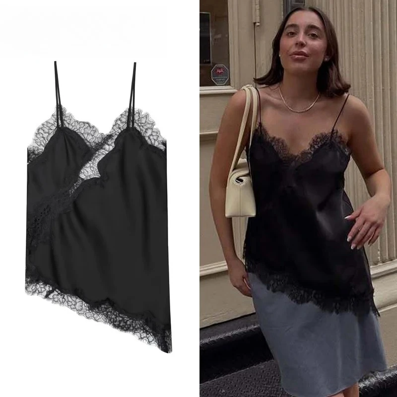 

Черные кружевные топы для женщин, сексуальные топы с открытой спиной, женские летние топы без рукавов, пляжный топ на бретелях, женский
