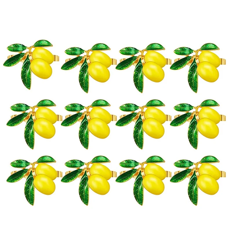 

12 Pieces Lemon Napkin Rings Summer Fruit Serviette Buckle Holder Summer Napkin Rings Dinner Napkin Holder For Party,Etc