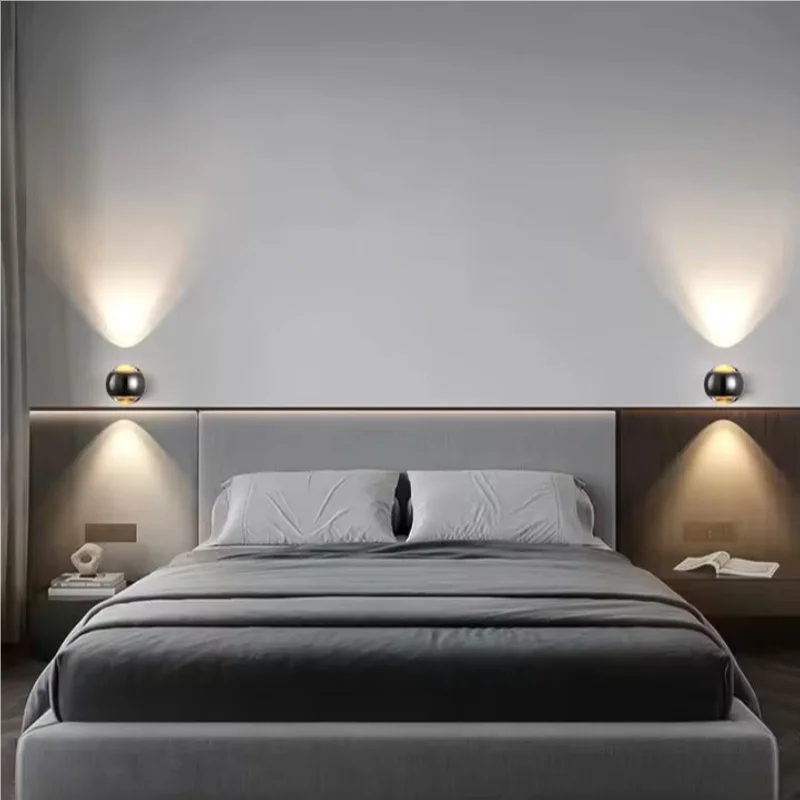European Luxury Three-color LED Wall Lamp with Rotatable Adjustable Light for Bedroom Living Room Study Home Decoration Lighting