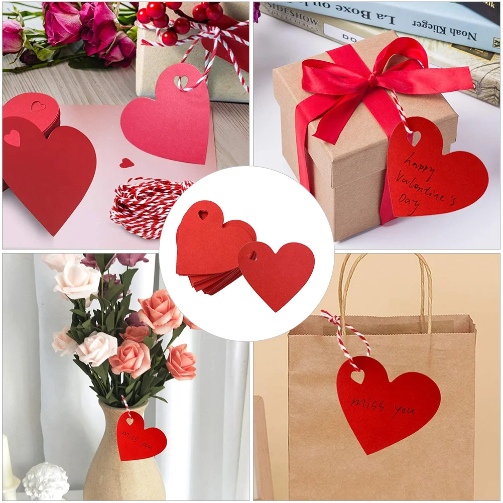 100pcs Heart-Shaped Hanging Tags High-Quality Paper Eco-Friendly Lightweight Gift Label For Valentine Wedding Decor Display