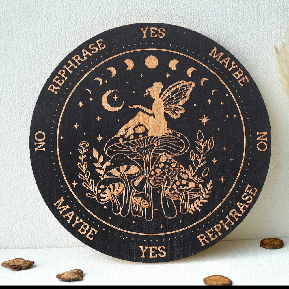 

Wood Divination Decision Board Mystical Pendulum Game Metaphysical Message Plate Witch Altar Supplies Crystal Stone Display Mat