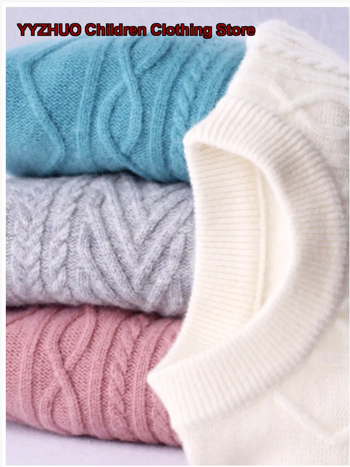 Kids Knit Top Boys Girls Autumn Winter Pullover Sweater Solid Color Thickened Warm Soft Base Layer Top