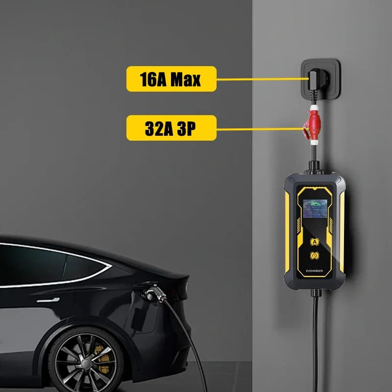 Cargador EV enchufe hembra CEE 32A adaptador monofásico 7KW EU Schuko 16A enchufe macho CEE conector trifásico para carga de vehículos eléctricos