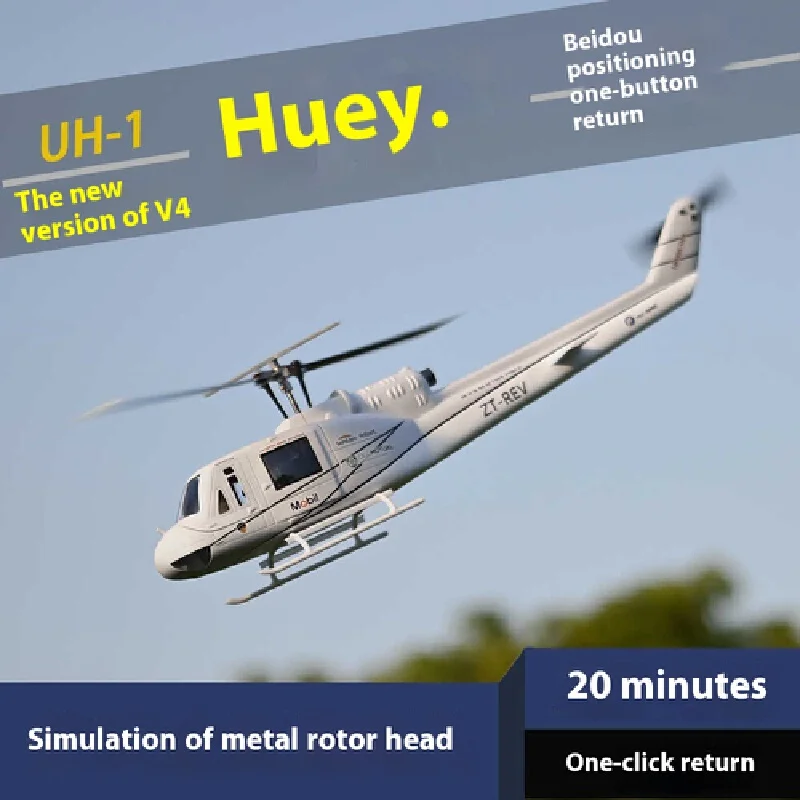 

Flying Wing Proportional Simulation Of Huey Helicopter Uh-1 V4 Gps Beidou Positioning Six Channel Remote Control Model
