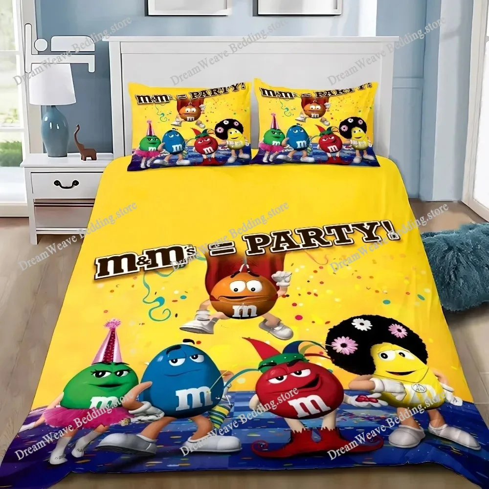 

Exquisite 3D M&M Wallpaper Chocolate Digital Printing Bedding Set Duvet Cover Comforter Bed Adult Girls Boys Gift