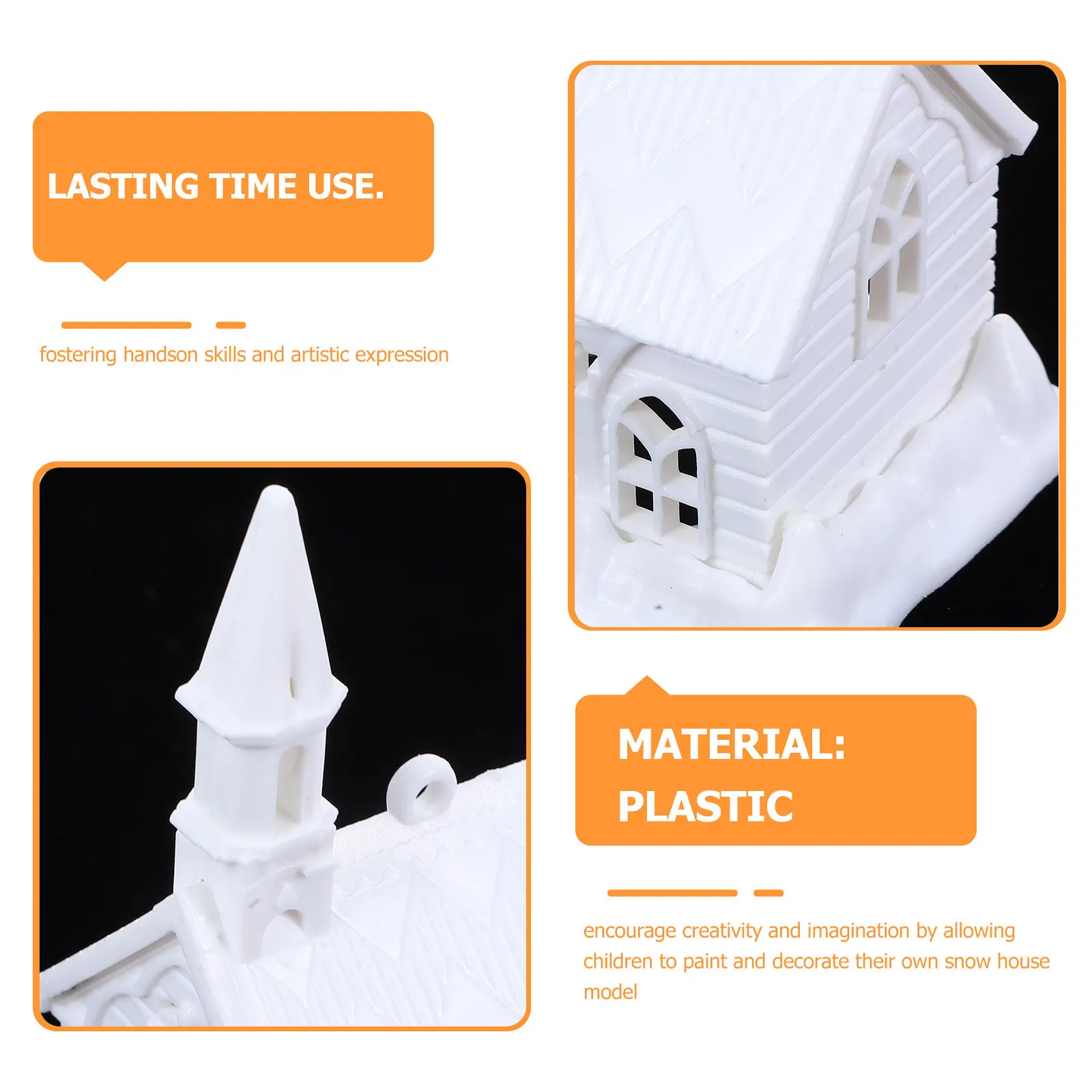 Blank Plastic White Mini Snow House DIY Christmas Village Ornament Paintable Tabletop Decoration Micro Village Houses