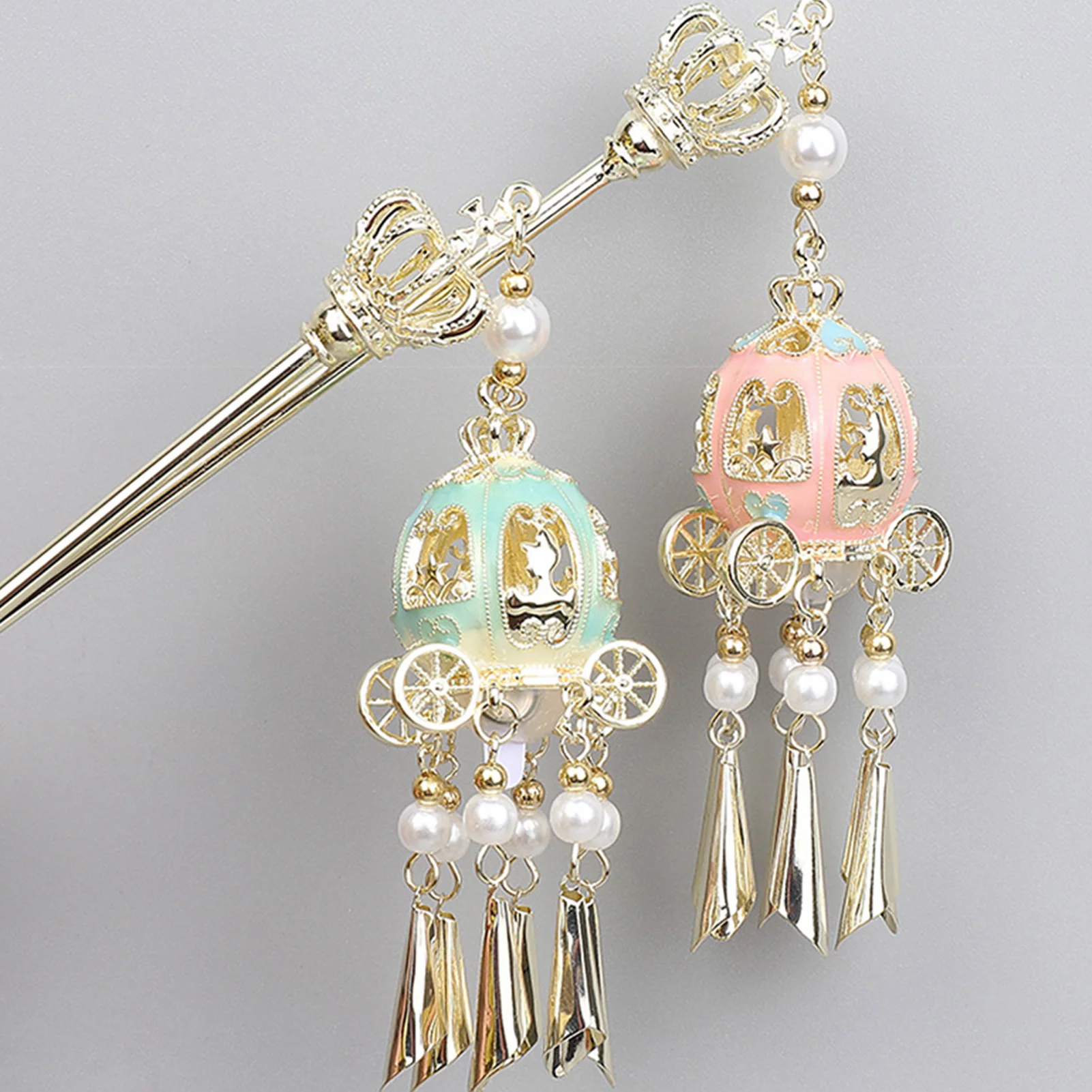 Fermagli per capelli lanterna cinese Bastoncini per capelli Accessori per capelli leggeri a LED per donne Bambini Bacchette per capelli retrò Copricapo con nappe