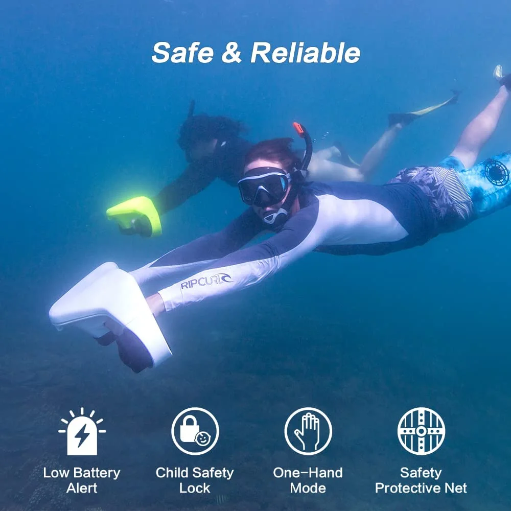 Skuter Bawah Air CAMORO Dual 600W Motor dengan Baterai 128WH, Thruster Listrik, Waktu Kerja 35 Menit, 3 Kecepatan, Kompatibel dengan Skuter Laut