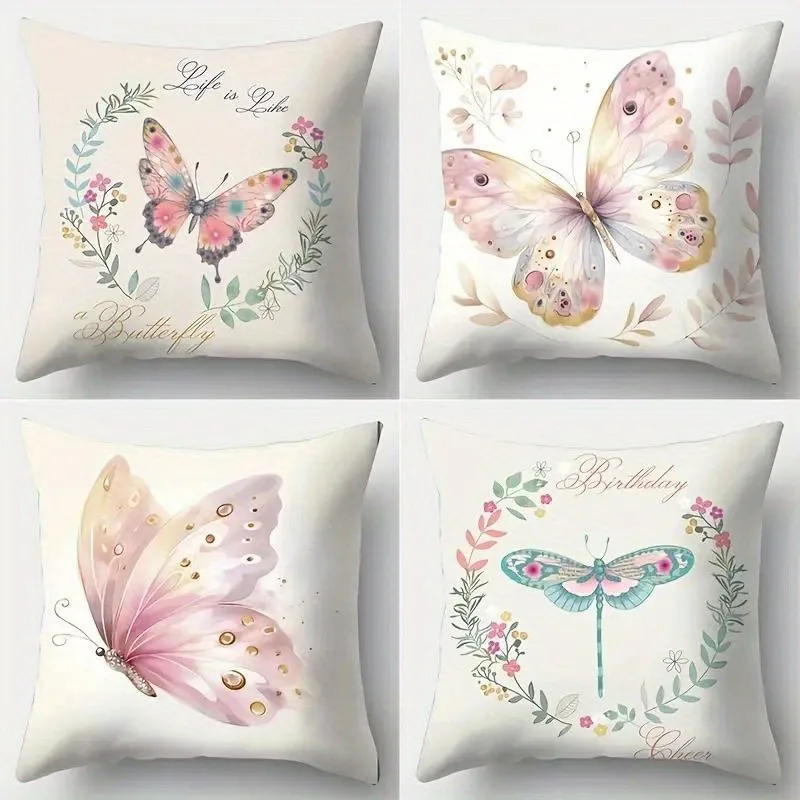 

Наволочка «Румяная бабочка и цветочная цитата»: чехол для подушки «Сладкая романтическая тематика» для уютного современного домашнего декора дивана