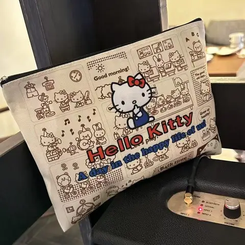 Sanrio hello kitty saco de armazenamento de maquiagem de grande capacidade moda de alta qualidade ins popular estudante viagem saco de higiene pessoal presente da menina