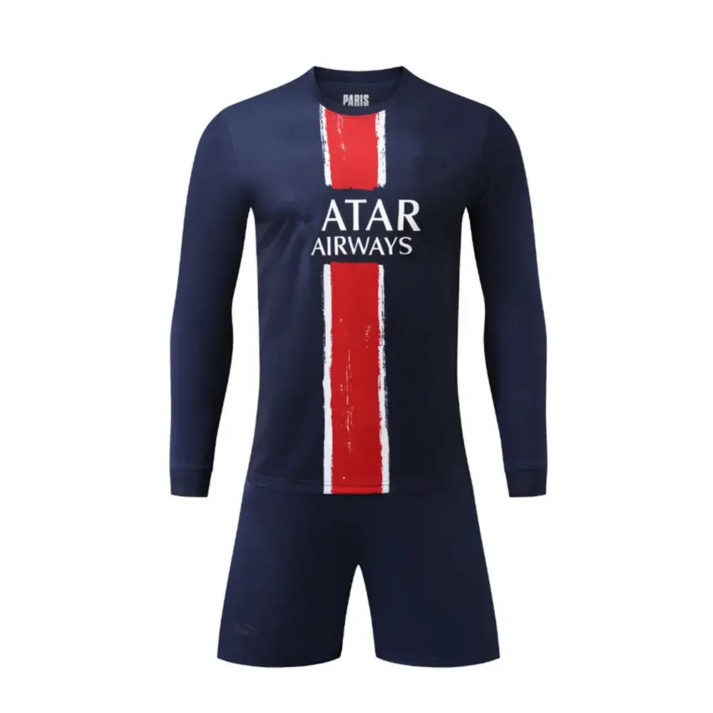 24 25 Kinderbekleidung PSG Parisian Fans Shirt Trainingskleidung Spiele Fußballshirt Erwachsene Kinder Sets Langarmtrikot