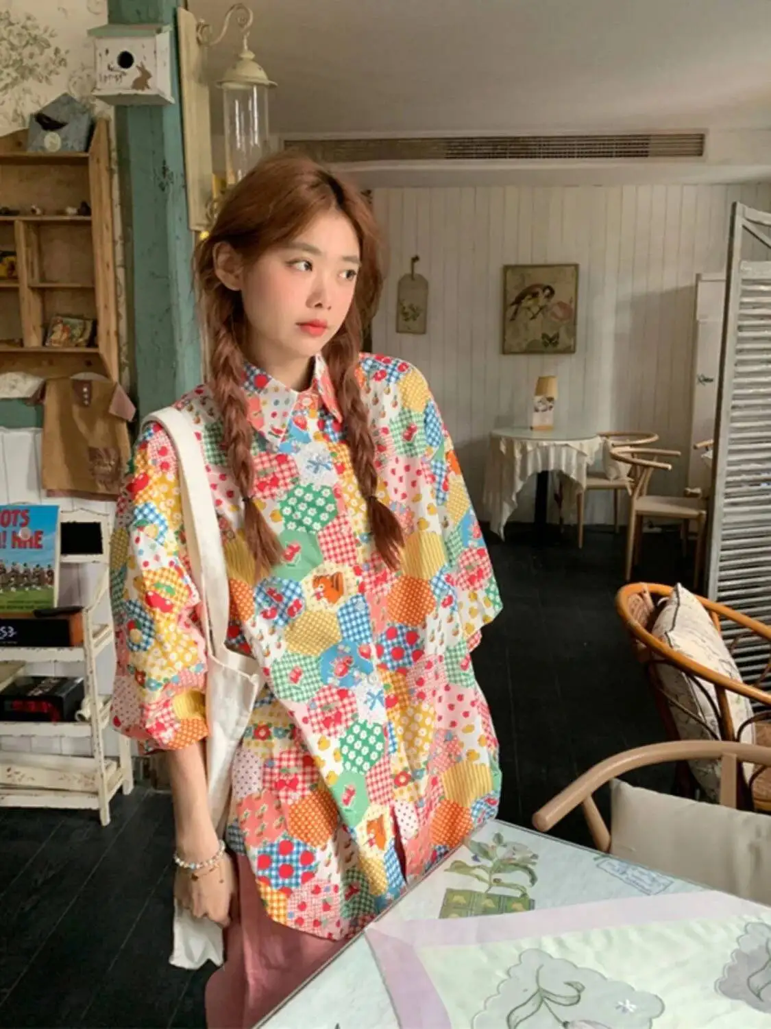 Zomer Nieuwe Sle Dames Loose Fit Bloemenprint Ort Sve Irt Binnenbovenkleding Jeugdig ogend Afslanken Veelzijdig...