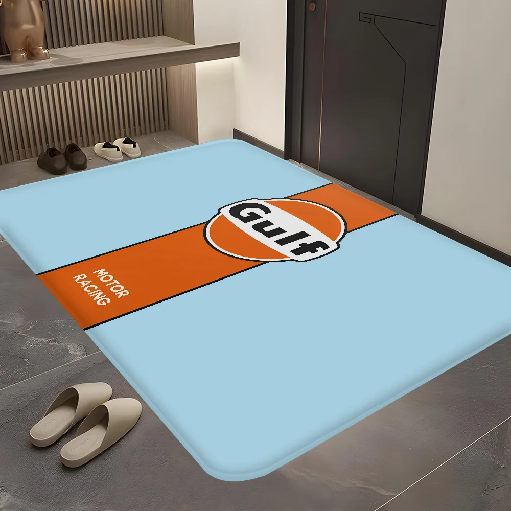 Gulf Racing Car Entrance Door Mat Washable Non-Slip Living Room Sofa Chairs Area Mat Kitchen Welcome Doormat