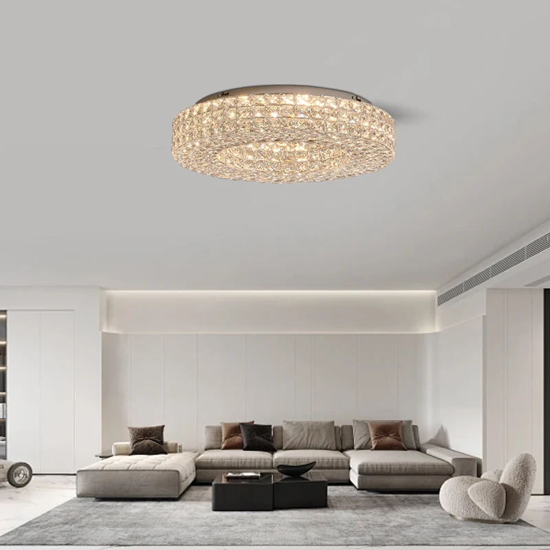 

Modern Mirror Stainless Steel Crystal Ceiling Lamp Led, Round Designer Luxury Ceiling Chandelier Lights for Living Room Bedroom