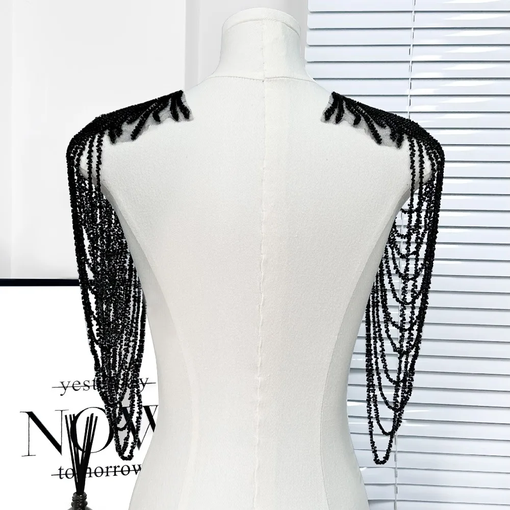 1PC Fringed Sequined Beaded Uniform Epaulets Shoulder Wrap Removable Party Costume Epaulettes DIY Decoration Unisex
