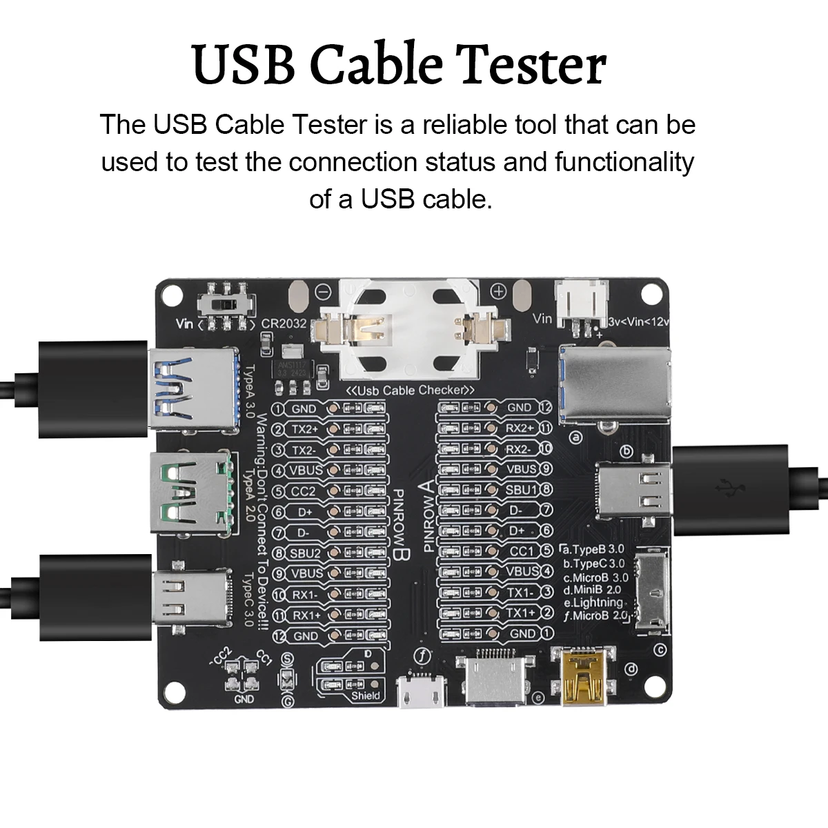 PCB Data Line Test Board Tool For Usb Line With Short Circuit On-Off Switch And Led Indicators Without Shell