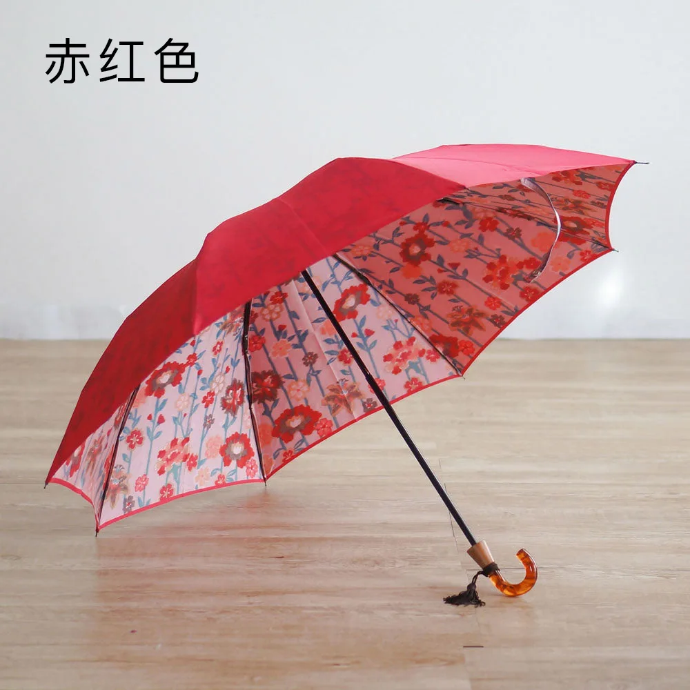 Guarda-chuva de chuva e tecido solto feito à mão moda presente de proteção UV