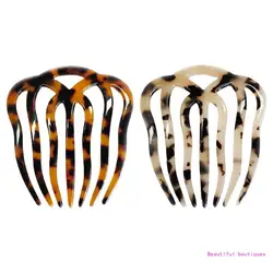 French Twist Hair Side Comb Hollow Out Wavy 7 Teeth Acetate Tortoise Hairpin DropShip