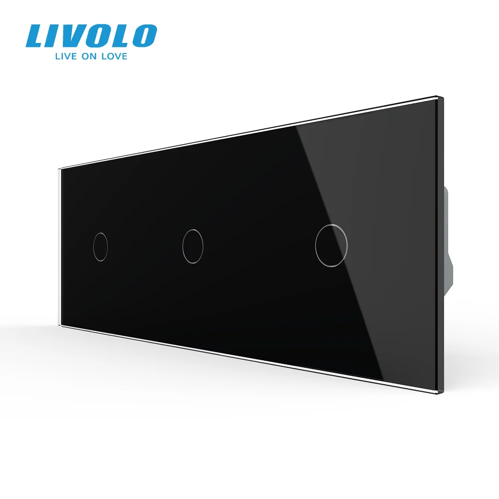 

Livolo EU Standard Fashion Wall Touch Switch 3 Gang 1 way,Tempered Glass Panel, Light Wall Home Switch,AC 110-250V, 223mm*80mm